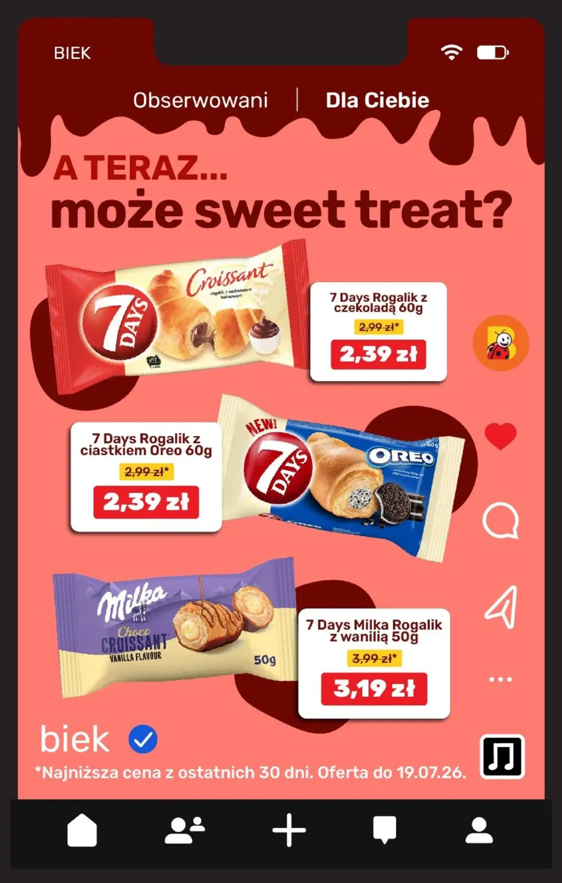 Biedronka gazetka, strona 13 z 23 — 7 Days Milka Rogalik z wanilią, 7 DAYS Croissant Rogalik z nadzieniem kakaowym, 7 Days R…