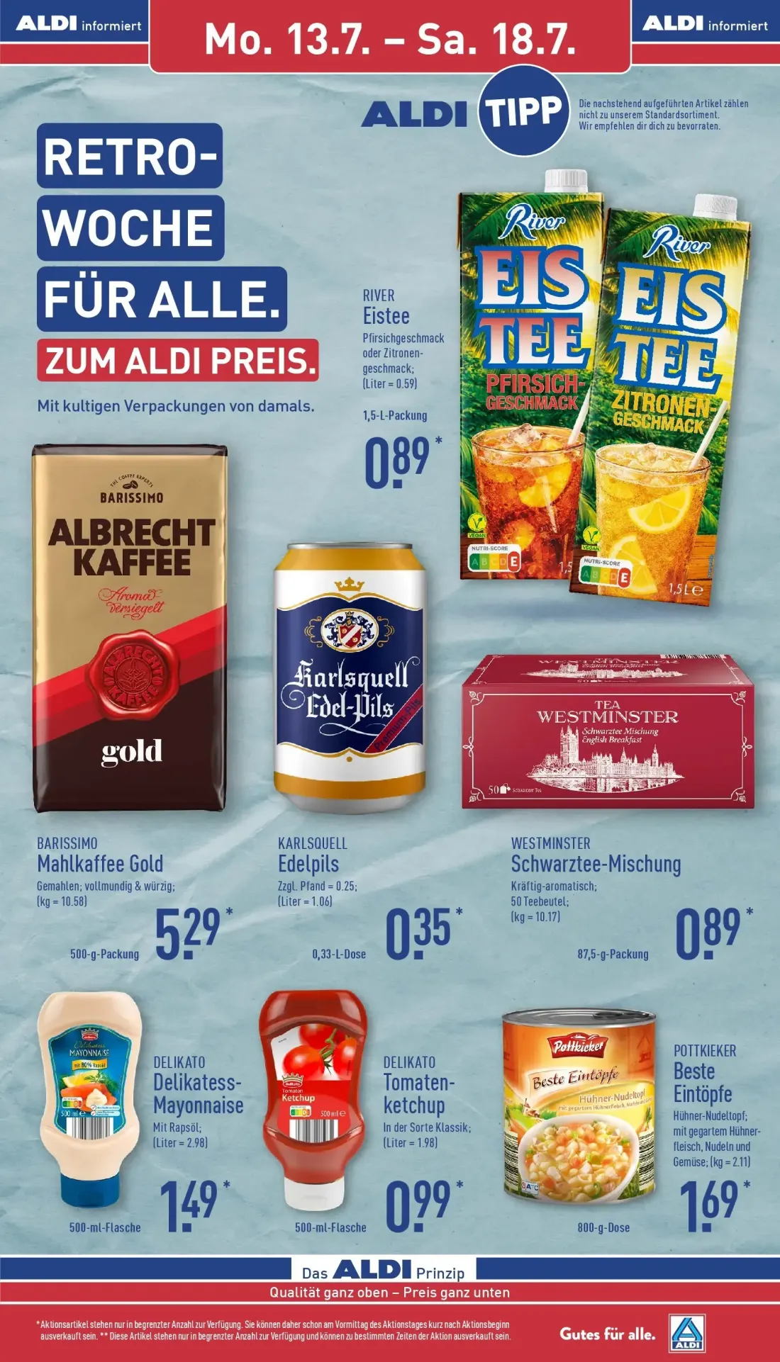 Aldi Nord Prospekt, Seite 11 von 38 — RIVER Eistee Pfirsichgeschmack oder Zitronengeschmack
