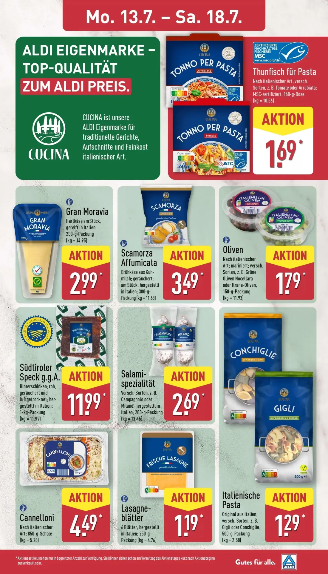 Aldi Nord Prospekt, Seite 13 von 38 — Italienische Pasta