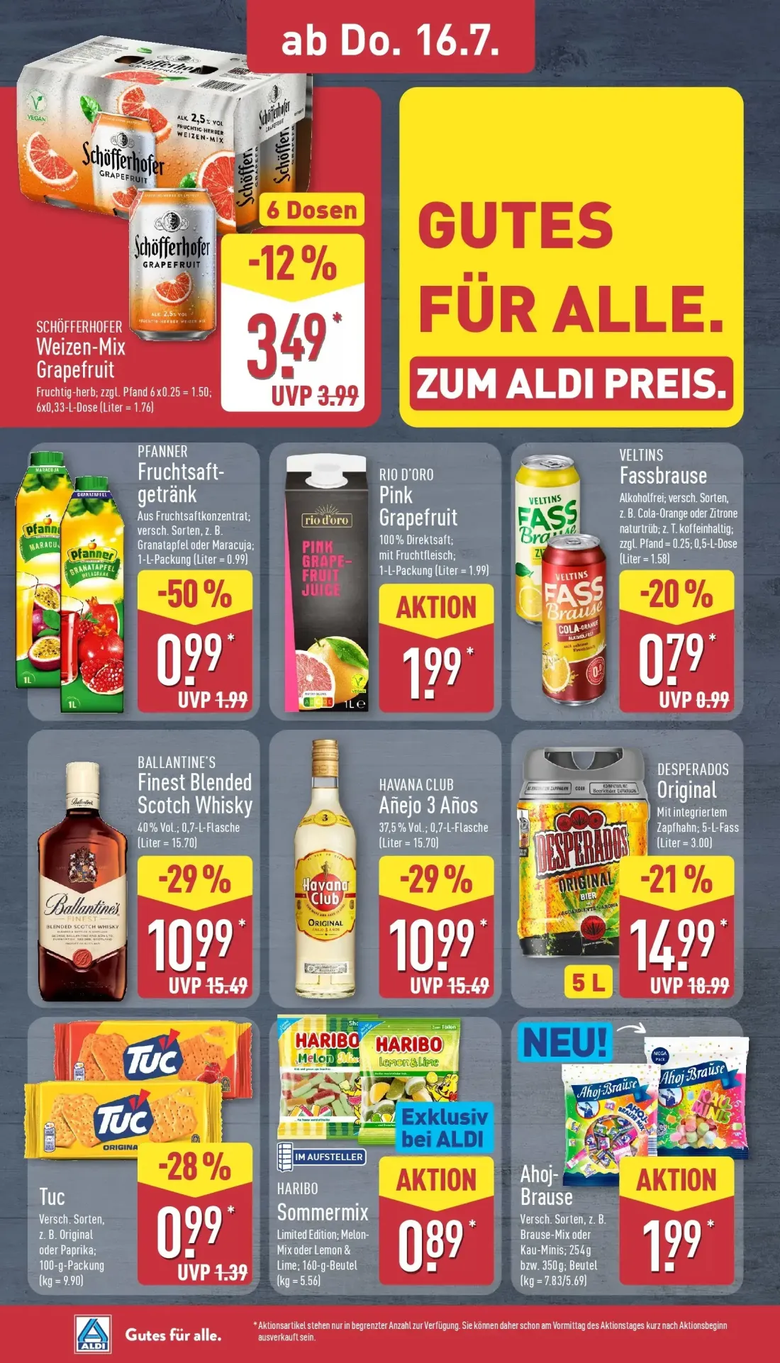 Aldi Nord Prospekt, Seite 32 von 38 — PFANNER Fruchtsaftgetränk, Tuc