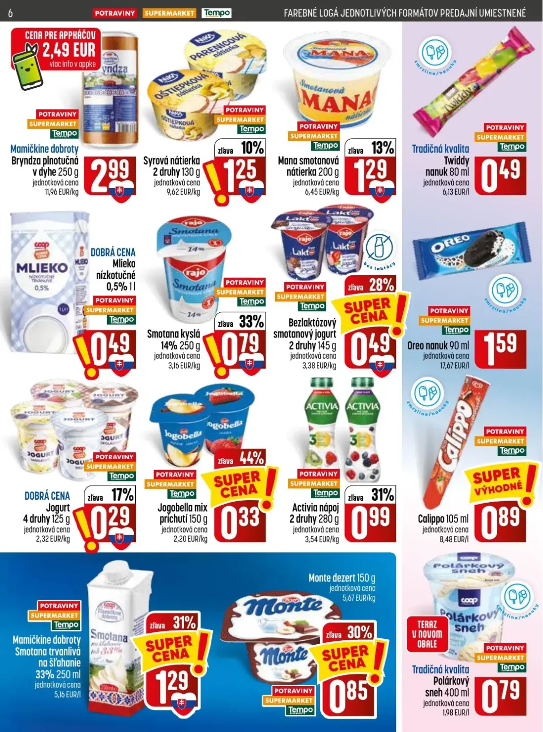 Coop Jednota leták, strana 6 z 28 — Activia nápoj, Jogobella mix príchutí, Bezlaktózový smotanový jogurt
