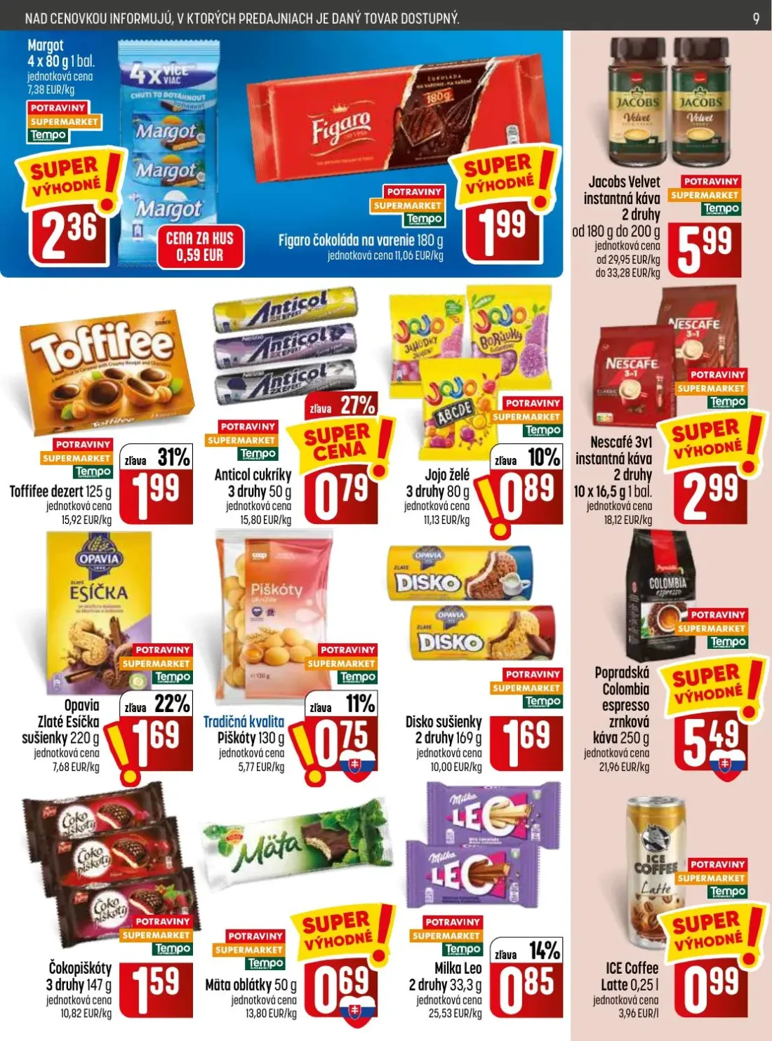 Coop Jednota leták, strana 9 z 28 — Toffifee dezert, Jojo želé, Margot