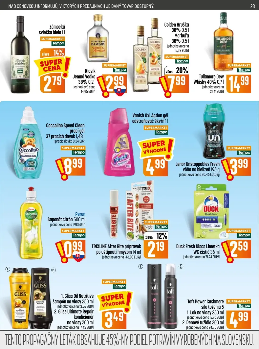 Coop Jednota leták, strana 23 z 28 — Coccolino Speed Clean prací gél, Vanish Oxi Action gél odstraňovač škvŕn, Lenor Unstopp…