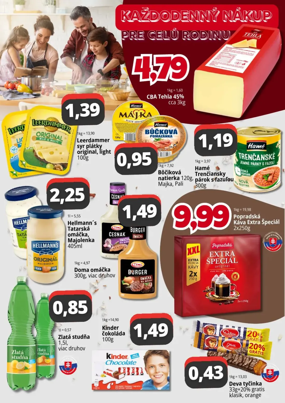 Cba Komfos OC Madaras leták, strana 2 z 4 — CBA Tehla 45%, Leerdammer syr plátky original, light, Hamé Bôčiková natierka
