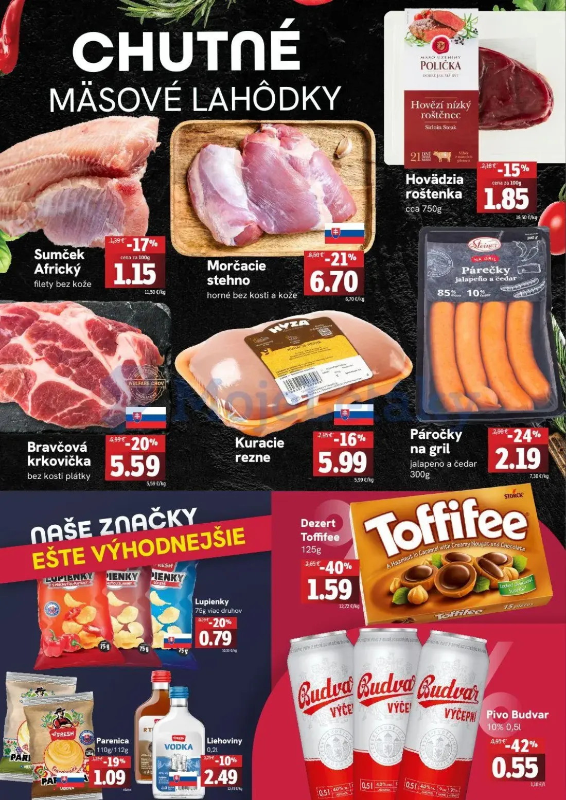 Fresh leták, strana 2 z 4 — Morčacie stehno, Bravčová krkovička, Kuracie rezne