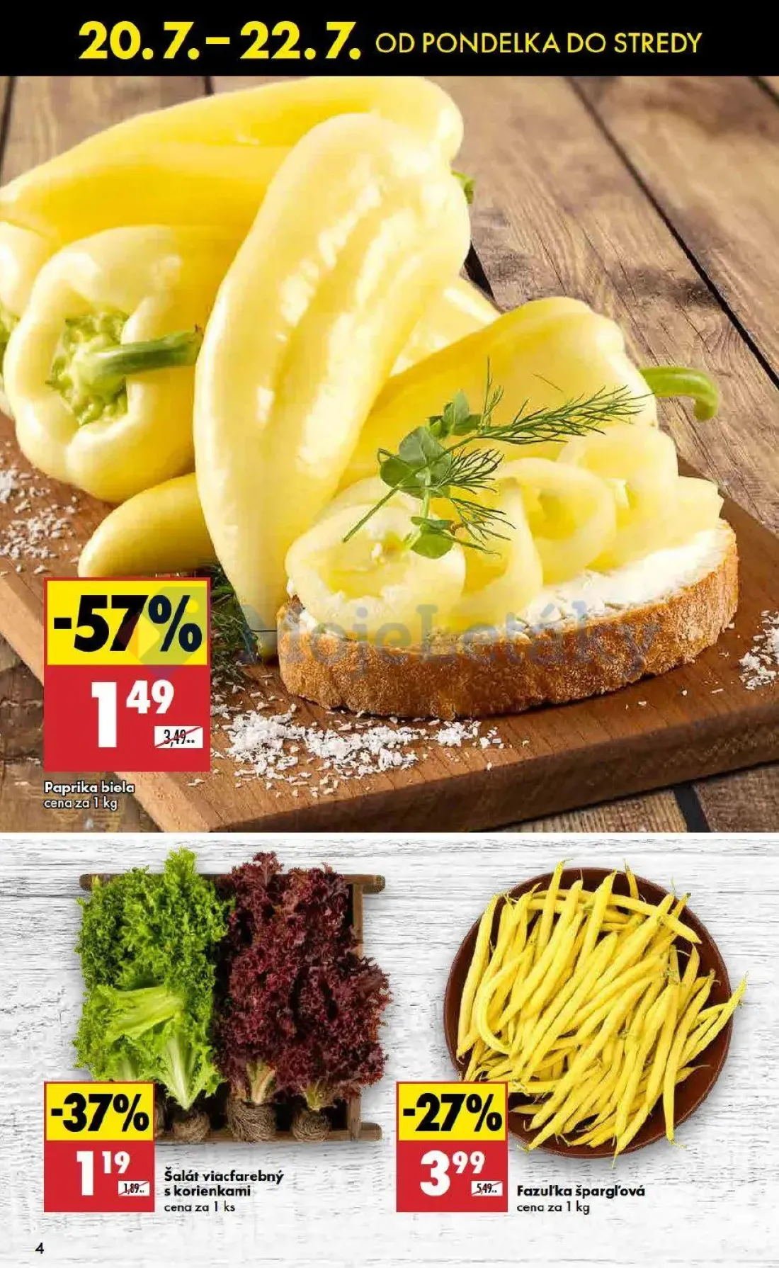 Biedronka leták, strana 4 z 10 — Paprika biela, Fazuľka špargľová, Šalát viacfarebný s korienkami