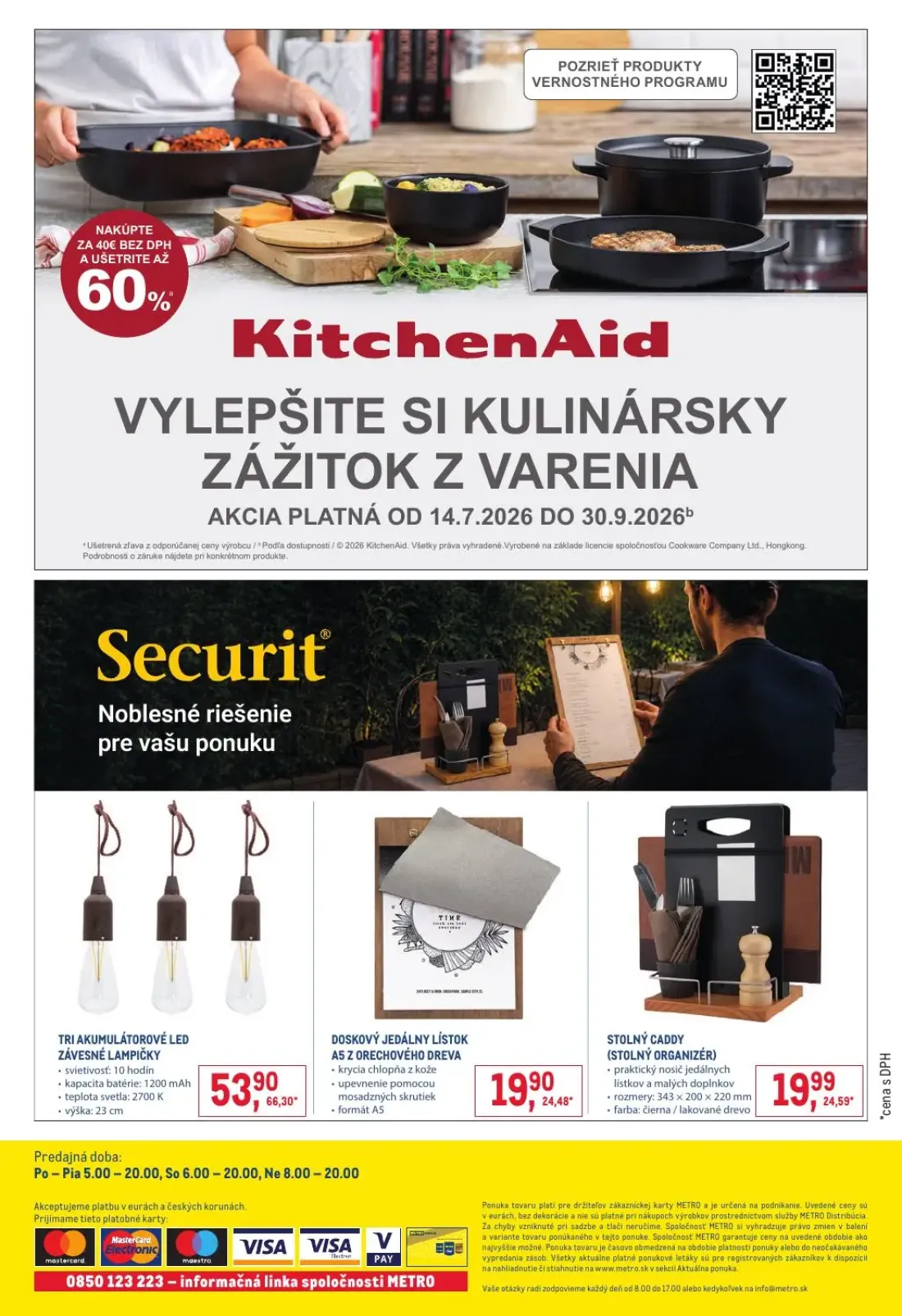 Metro leták, strana 6 z 6 — TRI AKUMULÁTOROVÉ LED ZÁVESNÉ LAMPIČKY, STOLNÝ CADDY (STOLNÝ ORGANIZÉR), DOSKOVÝ JEDÁLNY LÍSTOK …