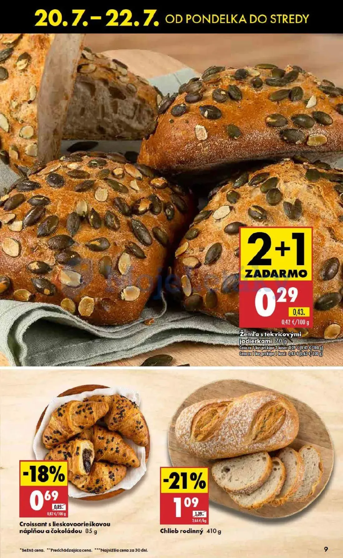 Biedronka leták, strana 9 z 10 — Chlieb rodinný, Žemľa s tekvicovými jadierkami