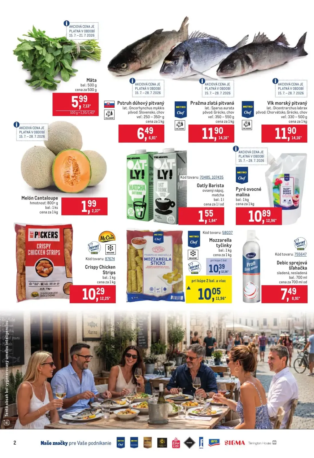 Metro leták, strana 2 z 32 — Mozzarella tyčinky, Pražma zlatá pitvaná, Vlk morský pitvaný