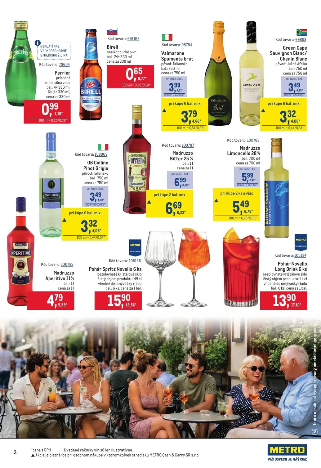 Metro leták, strana 3 z 32 — Pohár Spritz Novello 6 ks, Pohár Novello Long Drink 6 ks, Madruzzo Bitter 25%