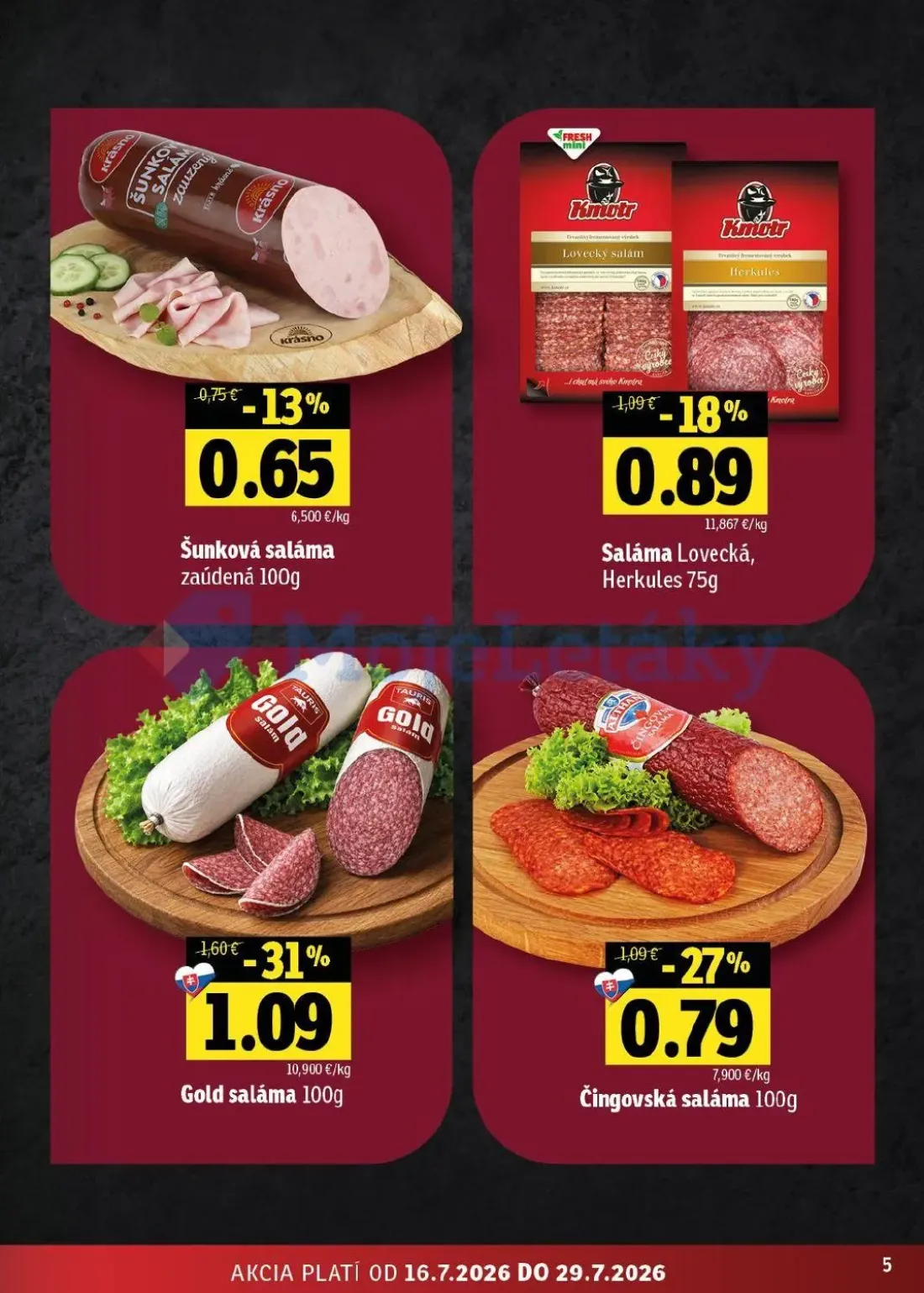 Fresh východ leták, strana 5 z 54 — Gold saláma, Čingovská saláma, Saláma Lovecká, Herkules