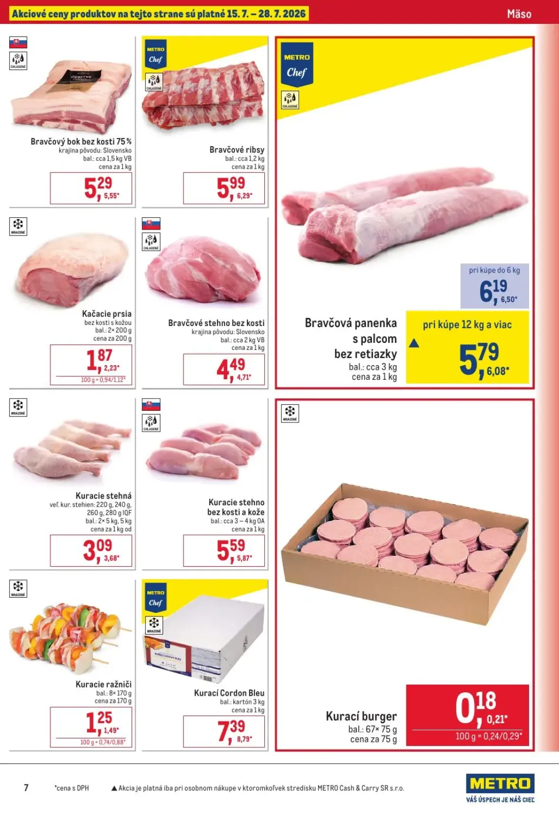 Metro leták, strana 7 z 32 — Kurací Cordon Bleu, Kuracie stehná, Kačacie prsia