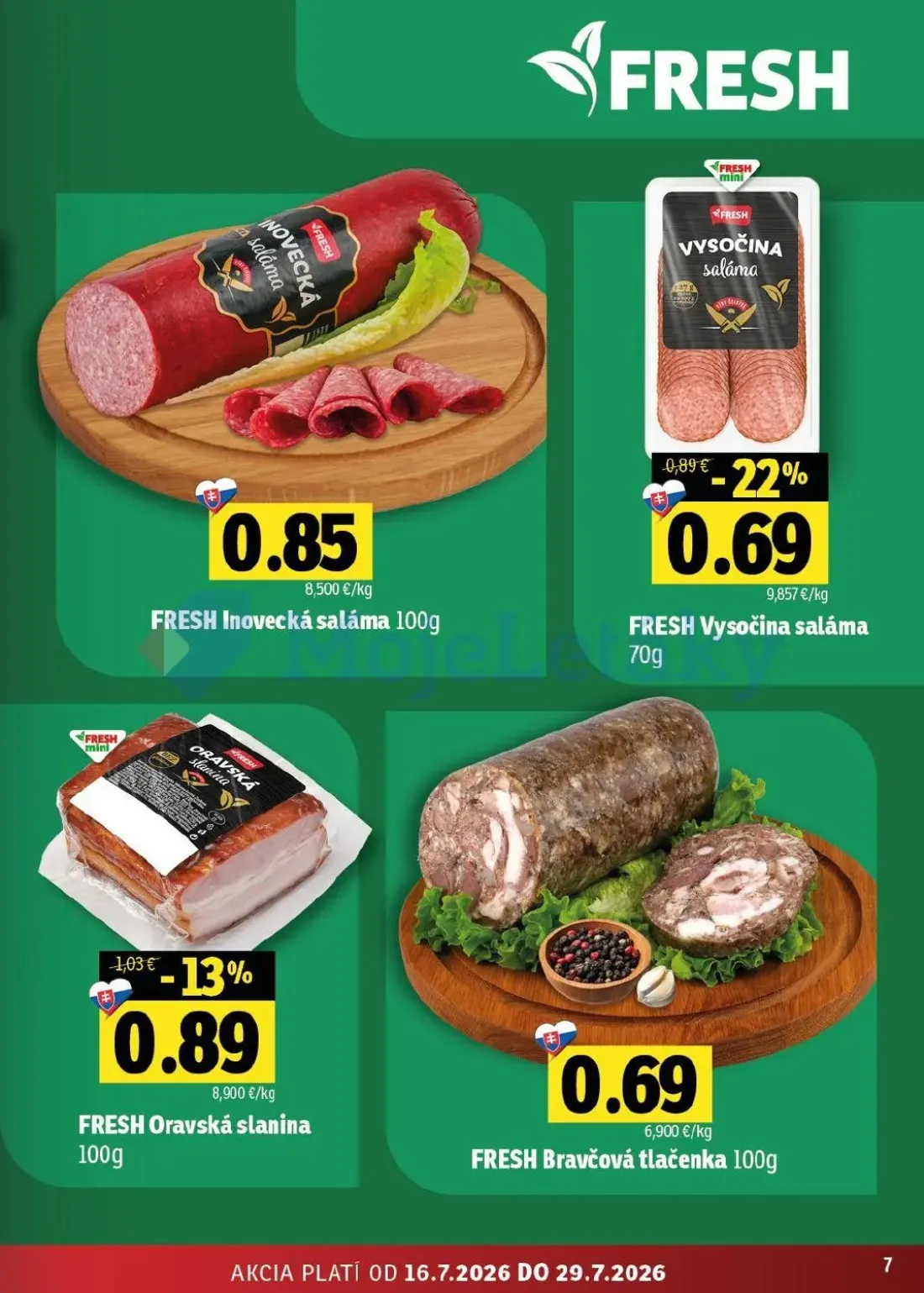 Fresh východ leták, strana 7 z 54 — Vysočina saláma, Oravská slanina, Inovecká saláma
