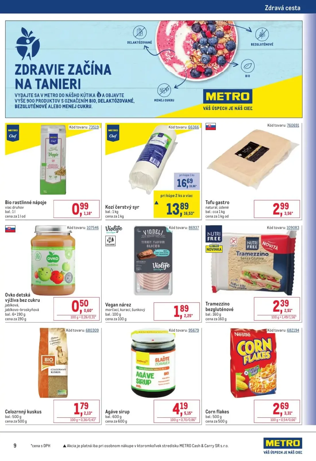 Metro leták, strana 9 z 32 — Kozí čerstvý syr, Agáve sirup, Corn flakes