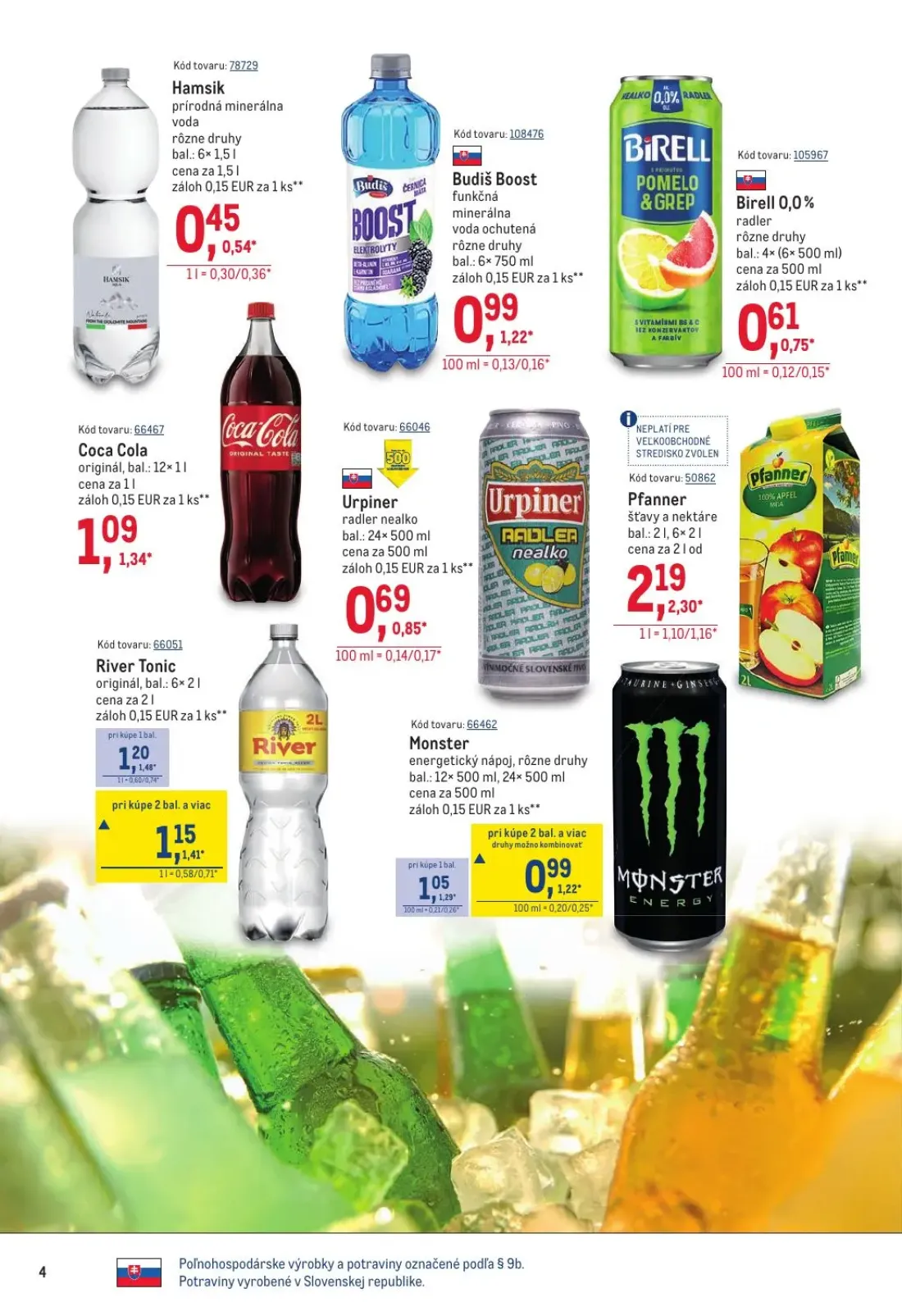 Metro leták, strana 4 z 40 — River Tonic, Monster, Coca Cola