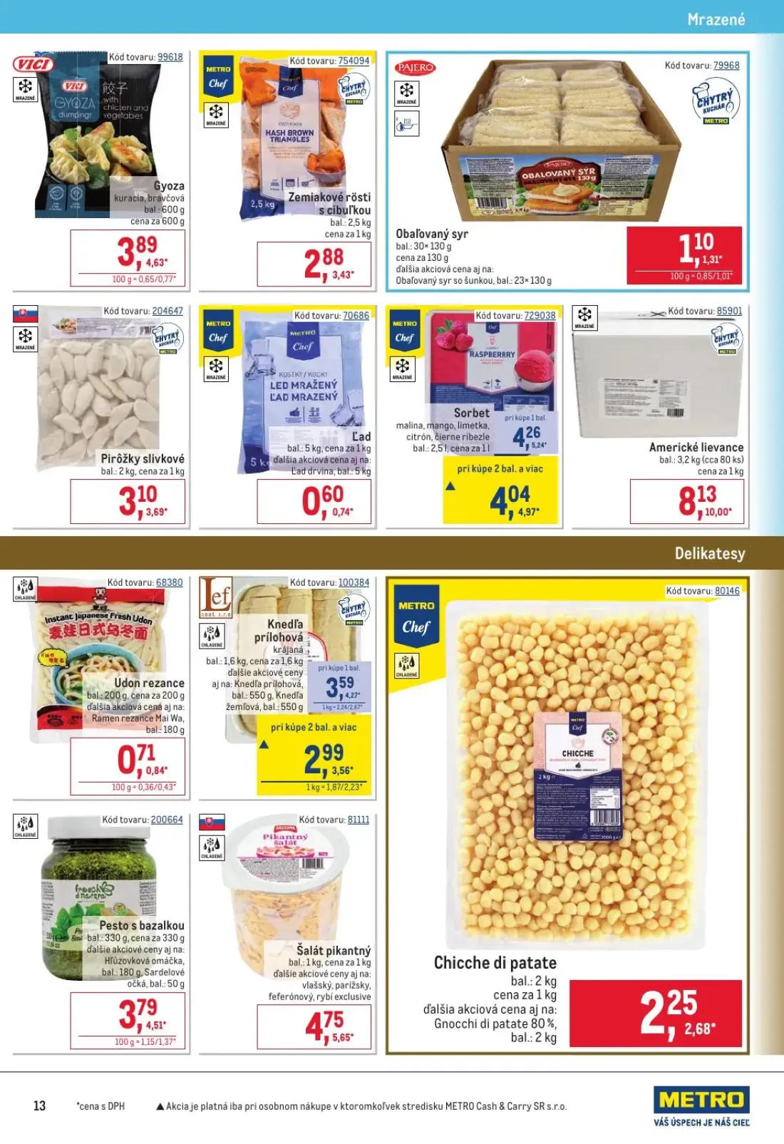 Metro leták, strana 13 z 32 — Americké lievance, Gyoza kuracia, bravčová, Pesto s bazalkou
