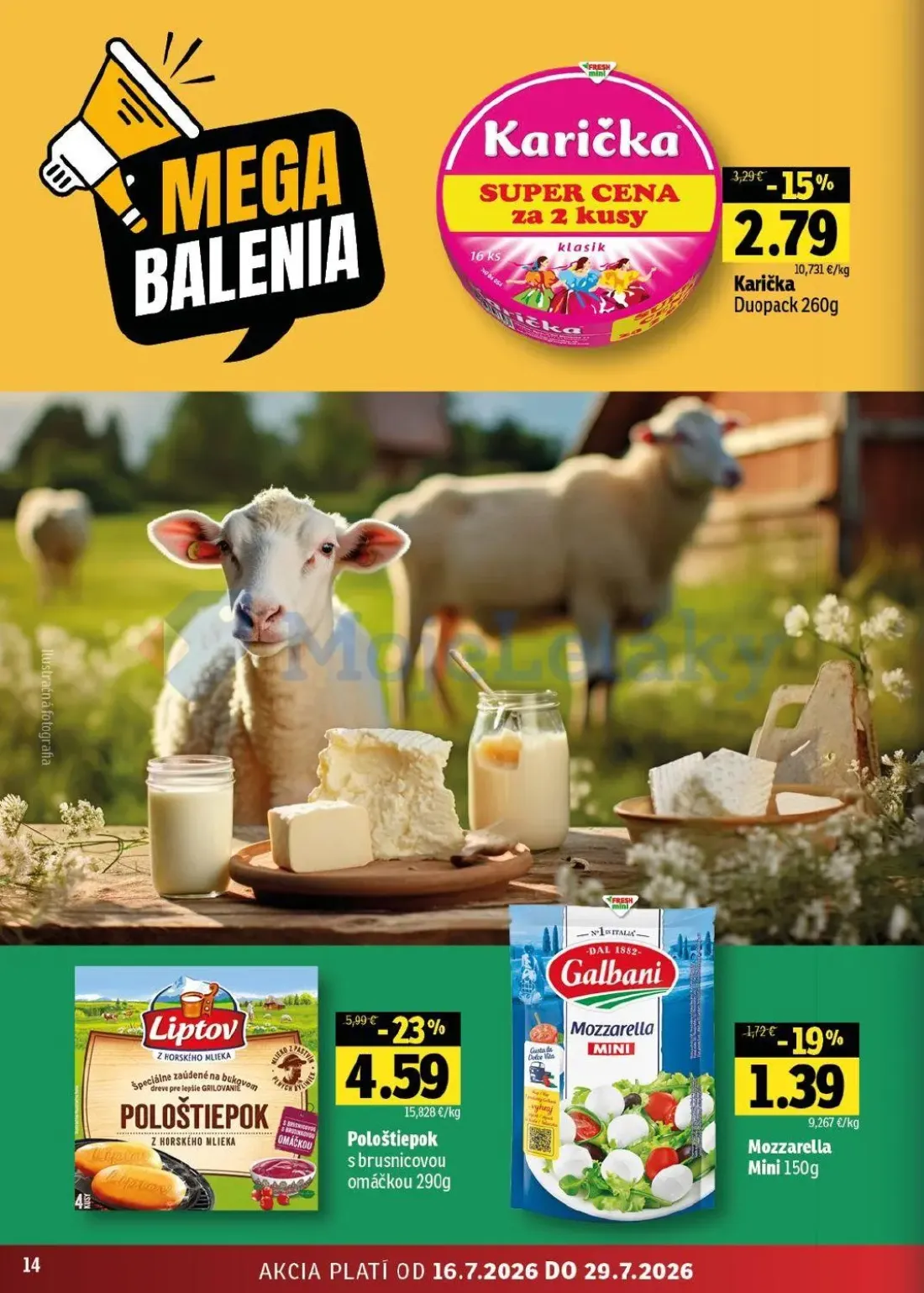 Fresh východ leták, strana 14 z 54 — Pološtiepok s brusnicovou omáčkou, Karička Duopack, Mozzarella Mini