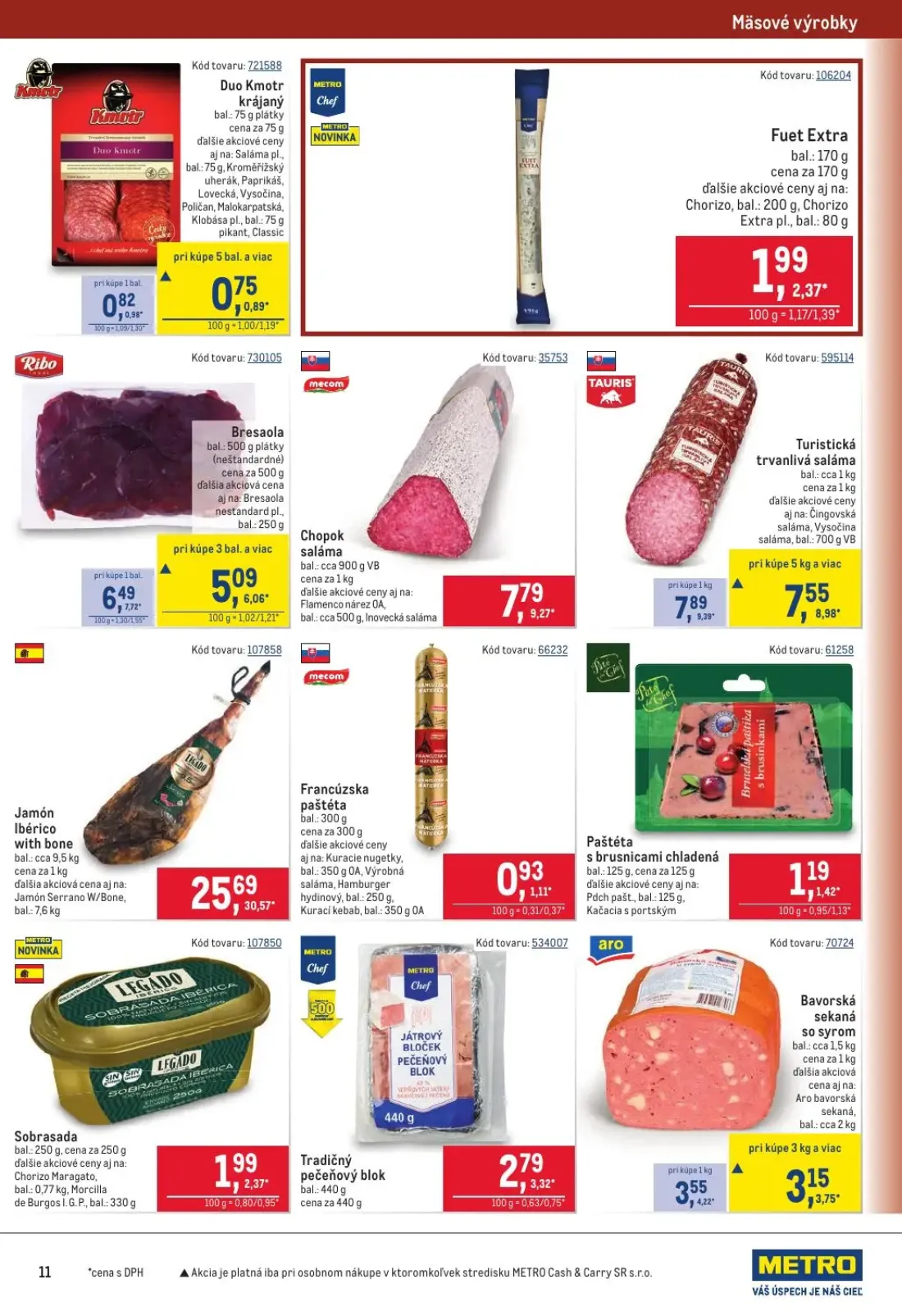 Metro leták, strana 11 z 40 — Chopok saláma, Fuet Extra, Bresaola
