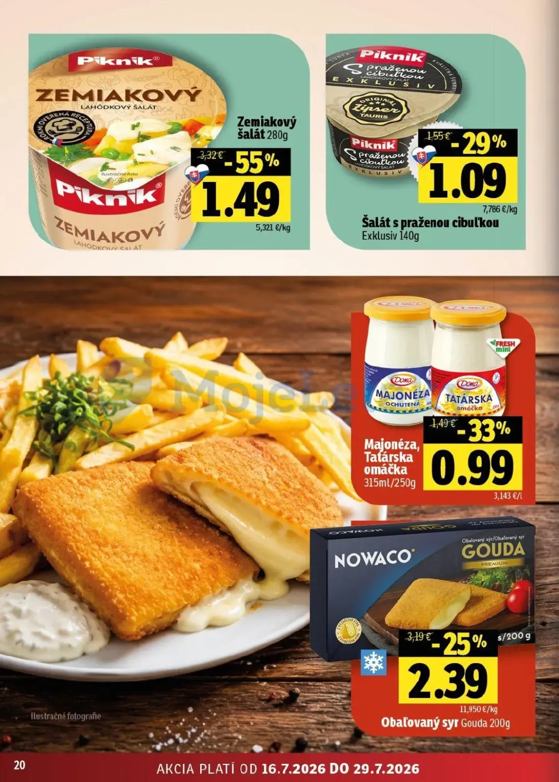 Fresh východ leták, strana 20 z 54 — Zemiakový šalát, Obaľovaný syr Gouda, Majonéza, Tatárska omáčka