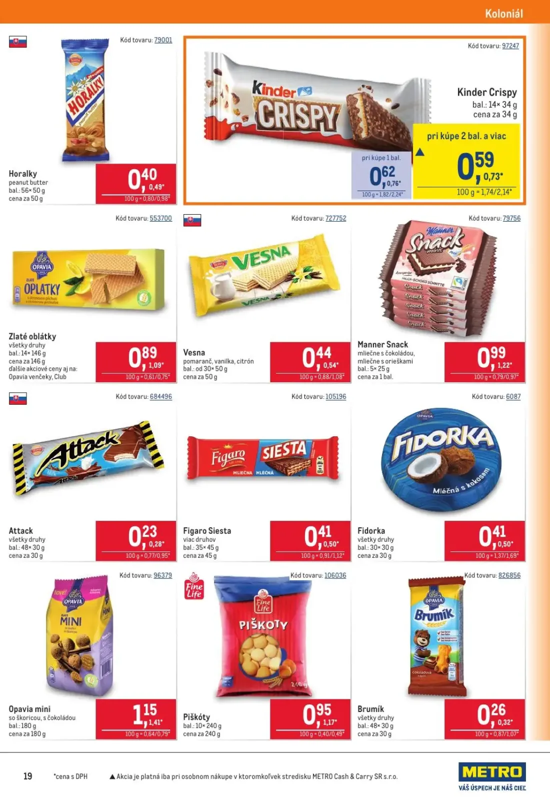 Metro leták, strana 19 z 40 — Opavia mini, Manner Snack, Piškóty