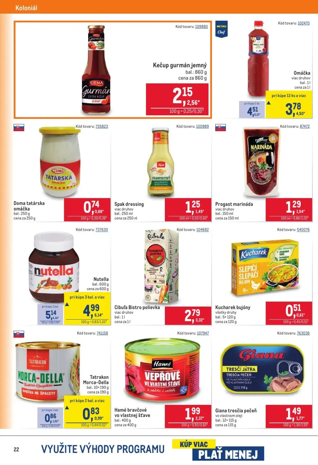 Metro leták, strana 22 z 40 — Omáčka, Nutella, Cibuľa Bistro polievka