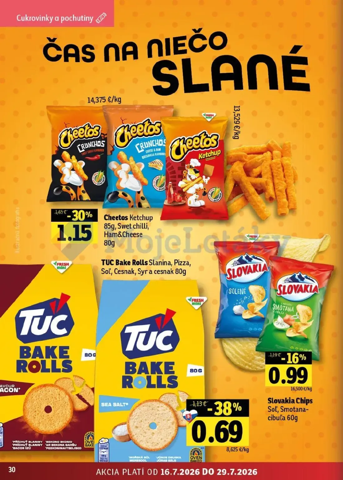 Fresh východ leták, strana 30 z 54 — Cheetos Ketchup, Slovakia Chips Soľ, Smotana-cibuľa