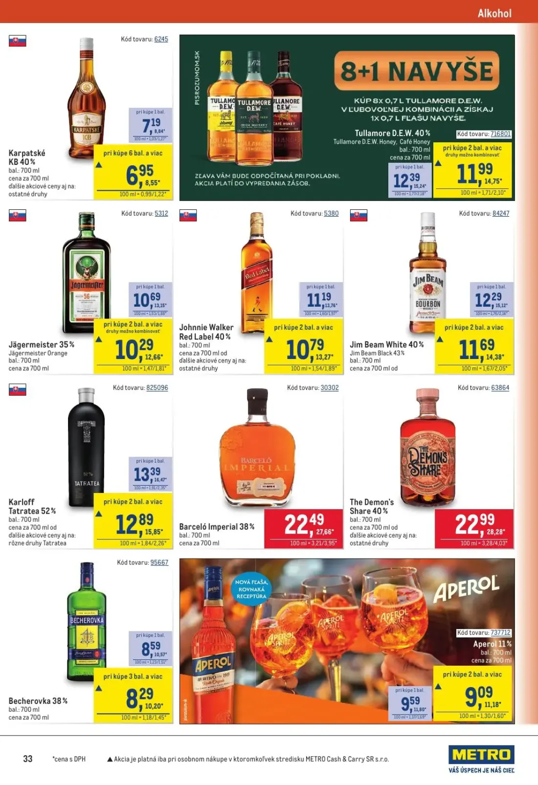 Metro leták, strana 33 z 40 — The Demon's Share 40%, Barceló Imperial 38%, Karloff Tatratea 52%