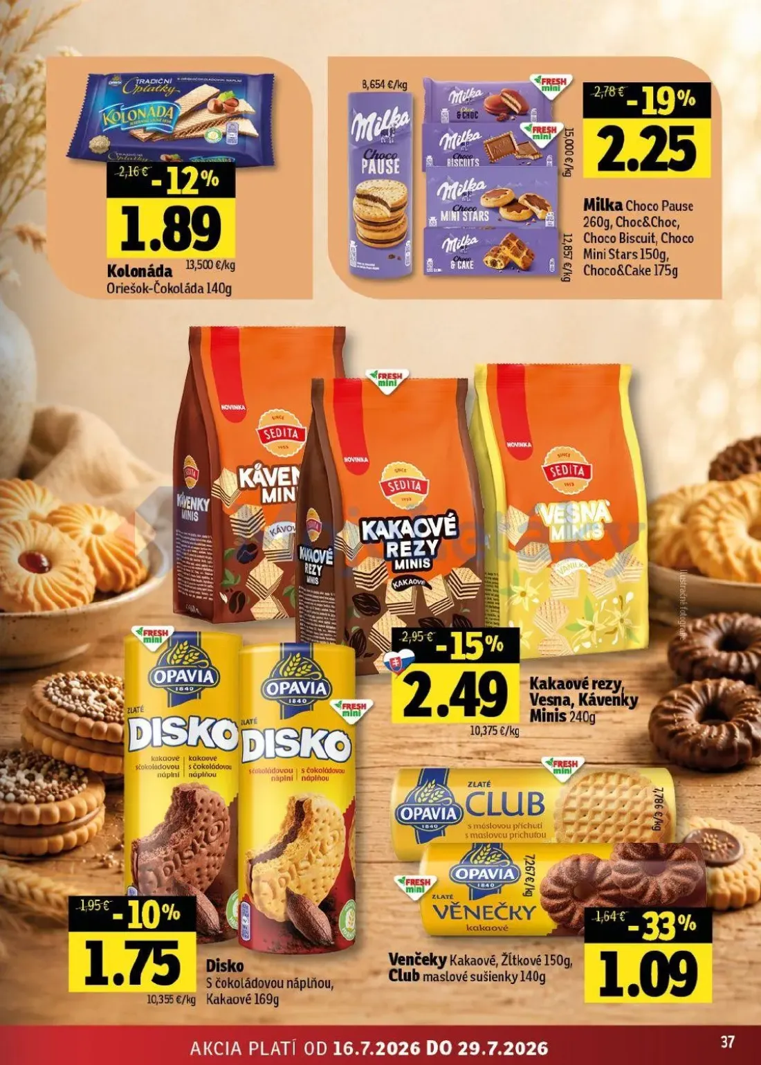 Fresh východ leták, strana 37 z 54 — Kávenky Minis, Vesna Minis, Disko S čokoládovou náplňou