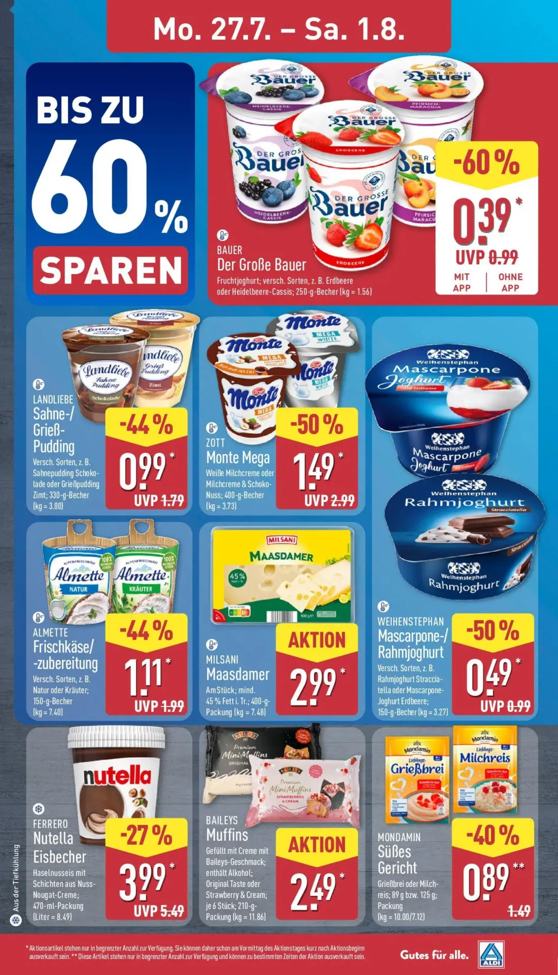 Aldi Nord Prospekt, Seite 7 von 47 — ZOTT Monte Mega, FERRERO Nutella Eisbecher, Almette Frischkäse/-zubereitung