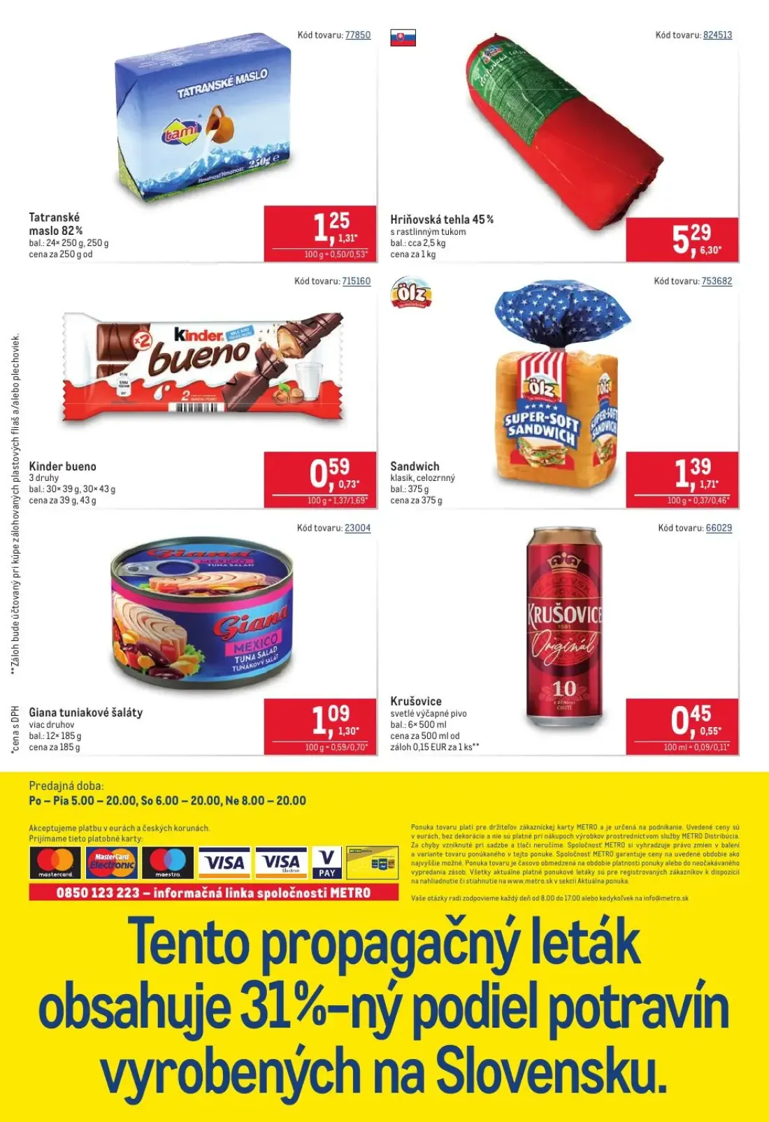 Metro leták, strana 40 z 40 — Hriňovská tehla 45%, Sandwich, Giana tuniakové šaláty