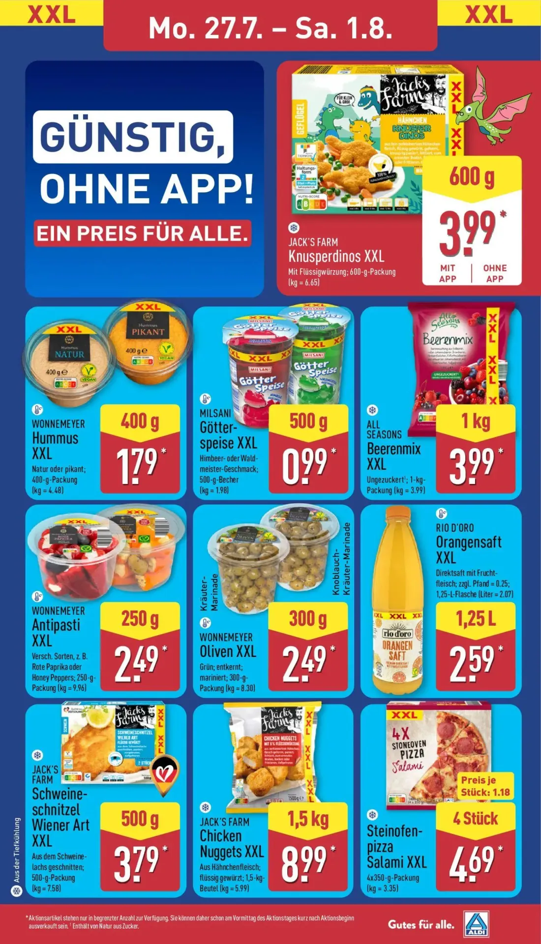 Aldi Nord Prospekt, Seite 11 von 47 — JACK'S FARM Knusperdinos XXL, WONNEMEYER Hummus XXL, MILSANI Götter-speise XXL