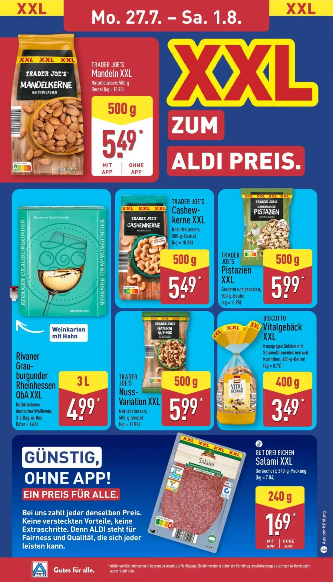 Aldi Nord Prospekt, Seite 14 von 47 — TRADER JOE'S Pistazien XXL, Rivaner Grauburgunder Rheinhessen QbA XXL, TRADER JOE'S Ca…