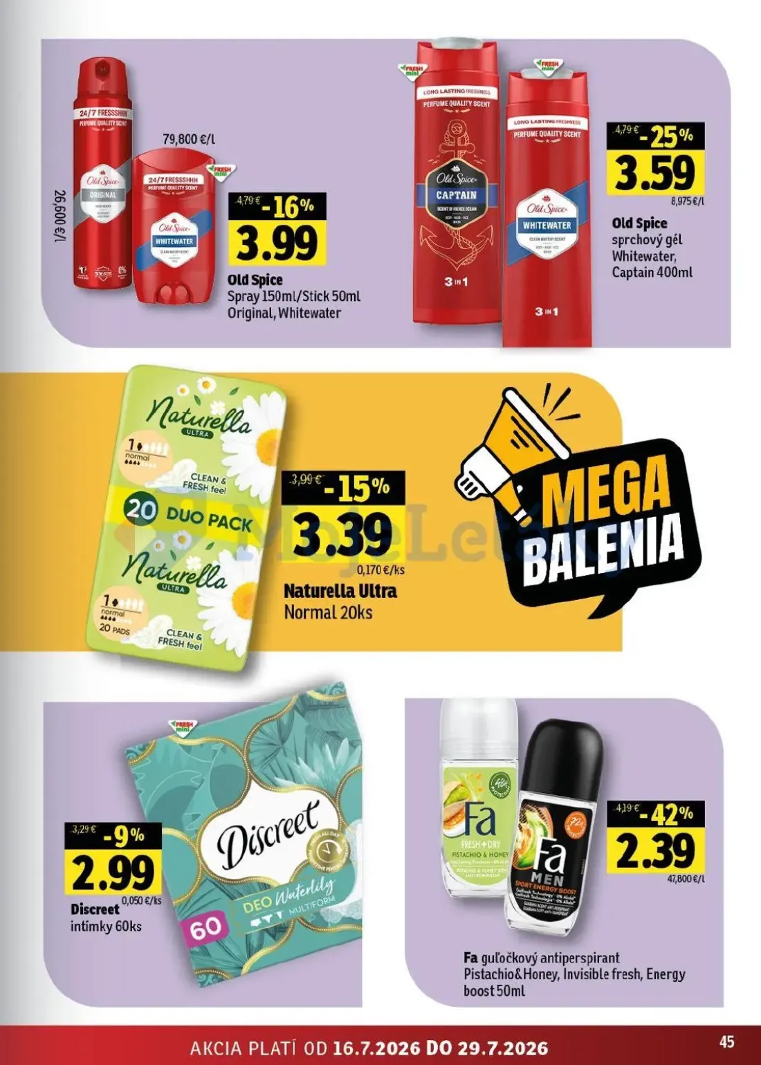 Fresh východ leták, strana 45 z 54 — Fa guľočkový antiperspirant Pistachio & Honey, Invisible fresh, Energy boost, Old Spice…