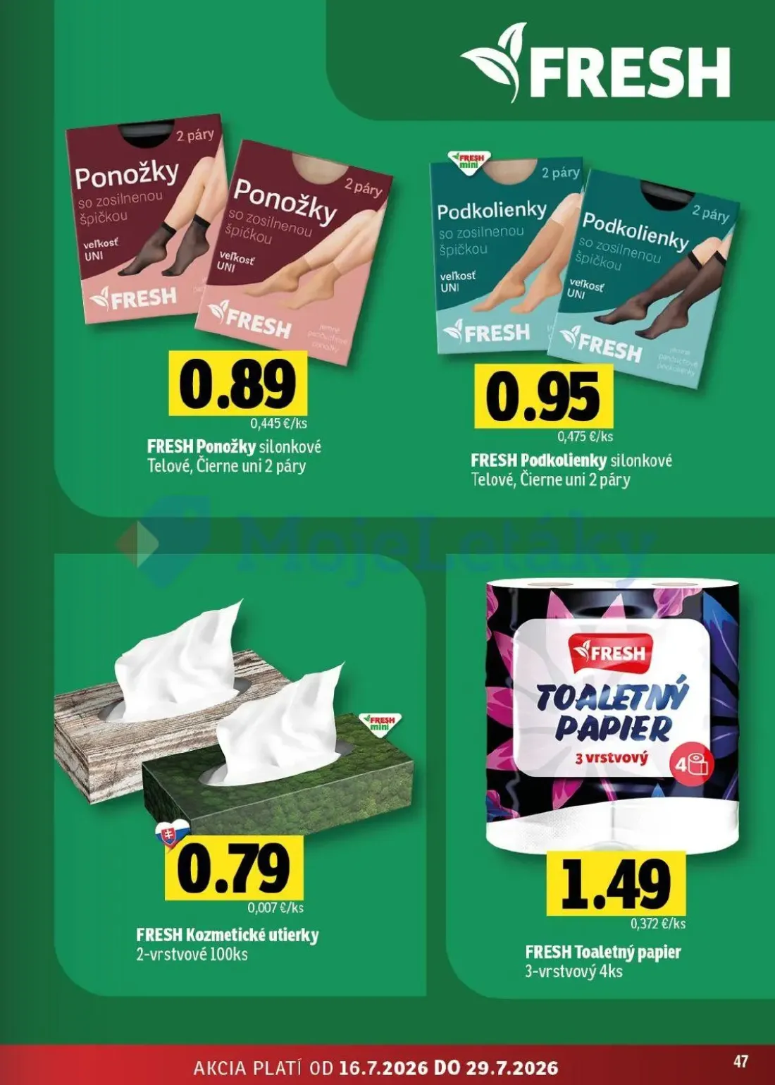 Fresh východ leták, strana 47 z 54 — FRESH Ponožky silonkové Telové, Čierne uni, FRESH Podkolienky silonkové Telové, Čierne …