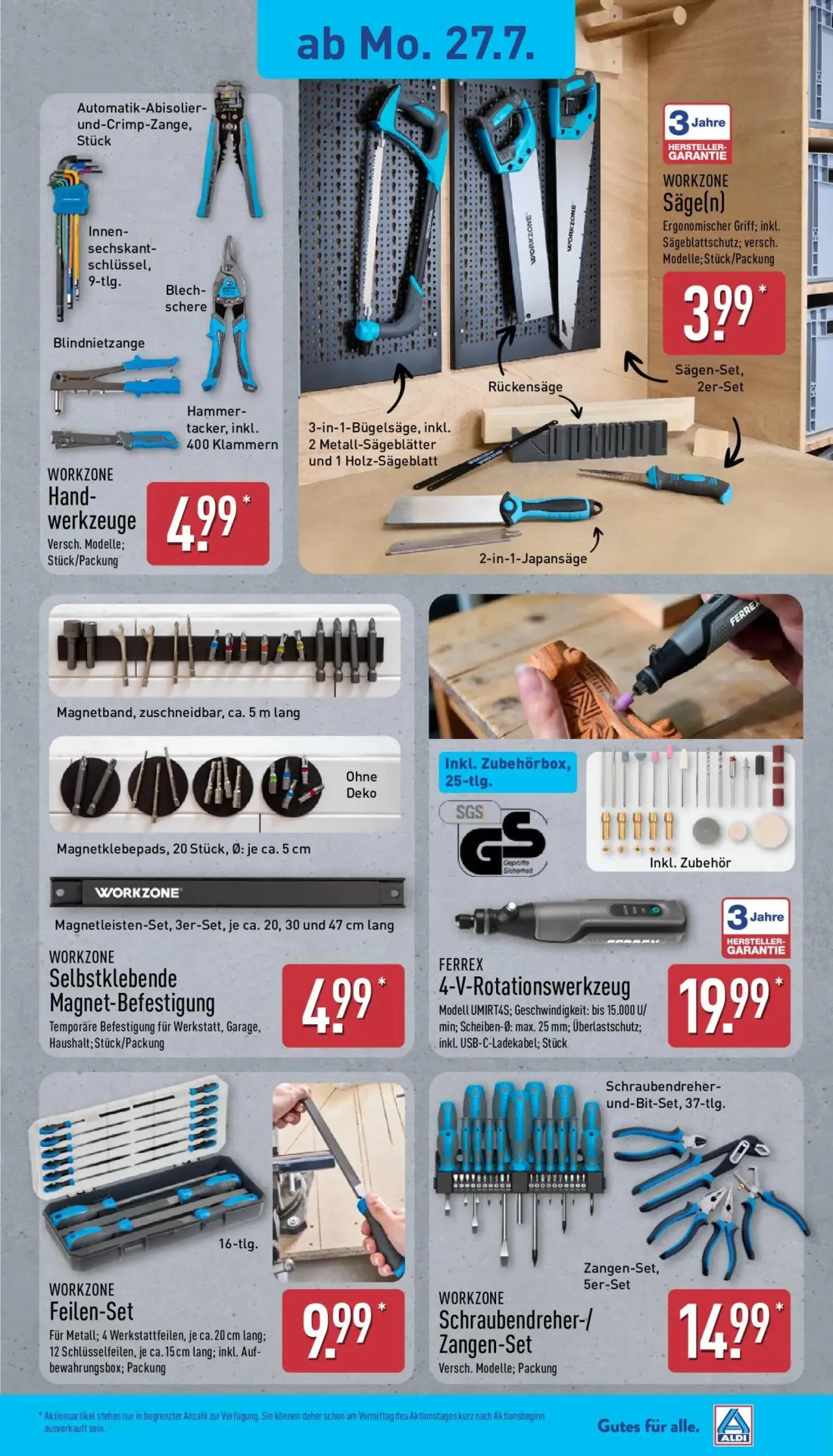 Aldi Nord Prospekt, Seite 17 von 47 — Automatik-Abisolier- und-Crimp-Zange, WORKZONE Säge(n), WORKZONE Hand-werkzeuge