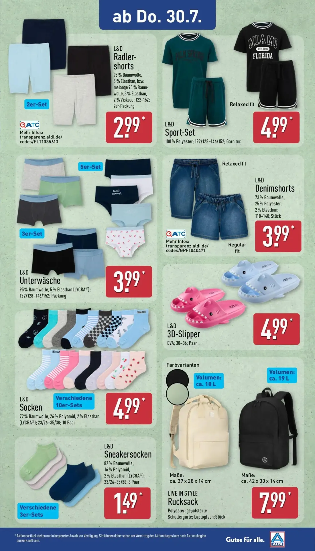 Aldi Nord Prospekt, Seite 23 von 47 — Radler-shorts, Sport-Set, Unterwäsche