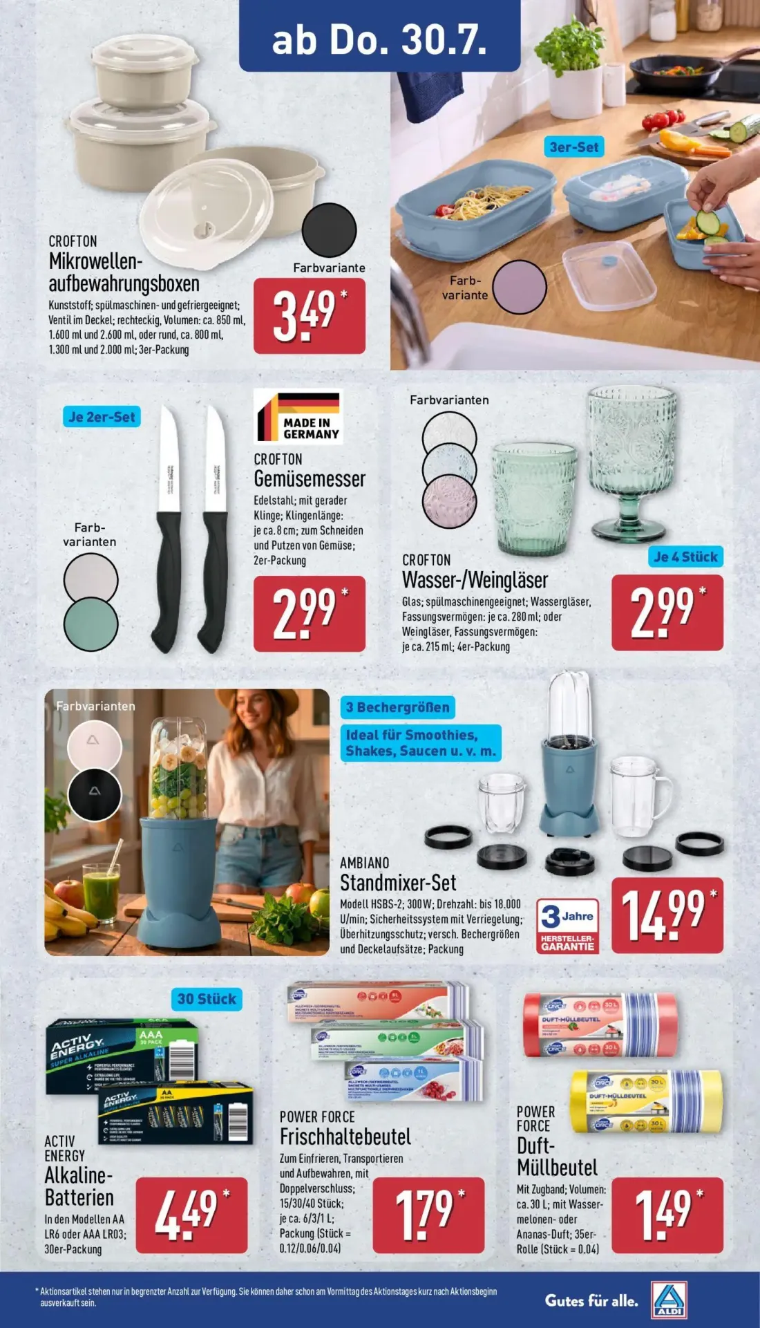 Aldi Nord Prospekt, Seite 27 von 47 — CROFTON Mikrowellen-aufbewahrungsboxen, CROFTON Gemüsemesser, CROFTON Wasser-/Weingläs…
