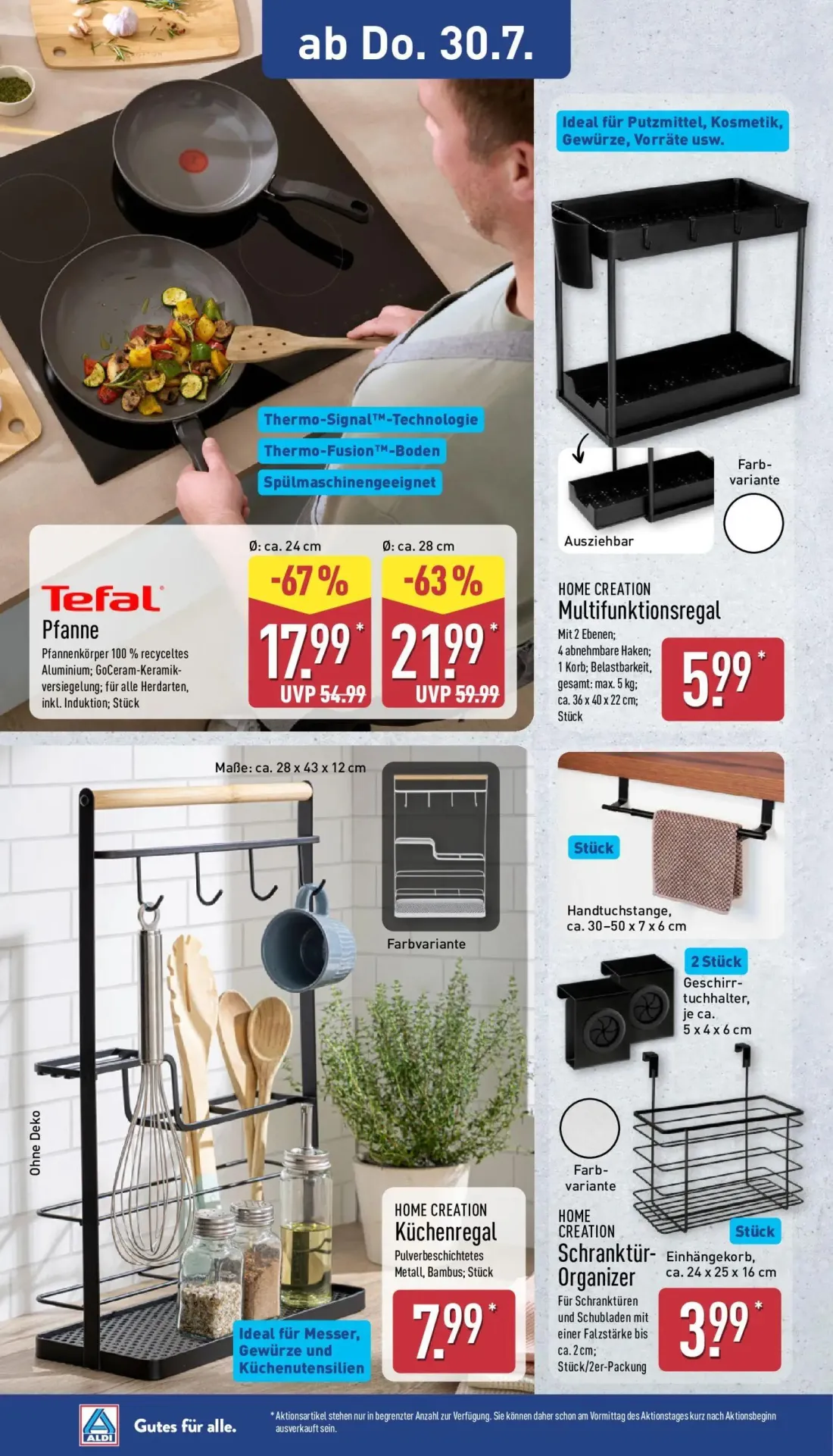 Aldi Nord Prospekt, Seite 28 von 47 — Tefal Pfanne Ø: ca. 28 cm, Tefal Pfanne Ø: ca. 24 cm, HOME CREATION Multifunktionsregal