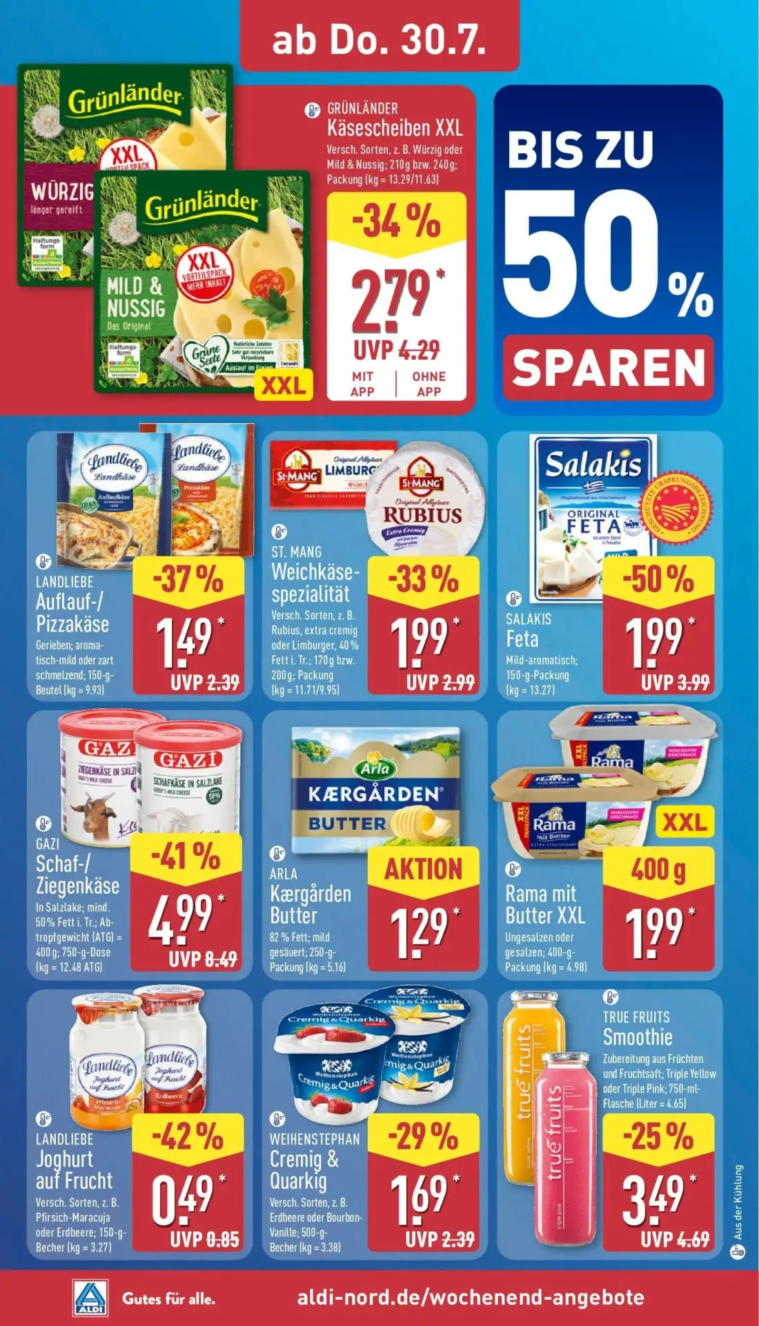 Aldi Nord Prospekt, Seite 34 von 47 — GAZI Schaf-/ Ziegenkäse, SALAKIS Feta, GRÜNLÄNDER Käsescheiben XXL