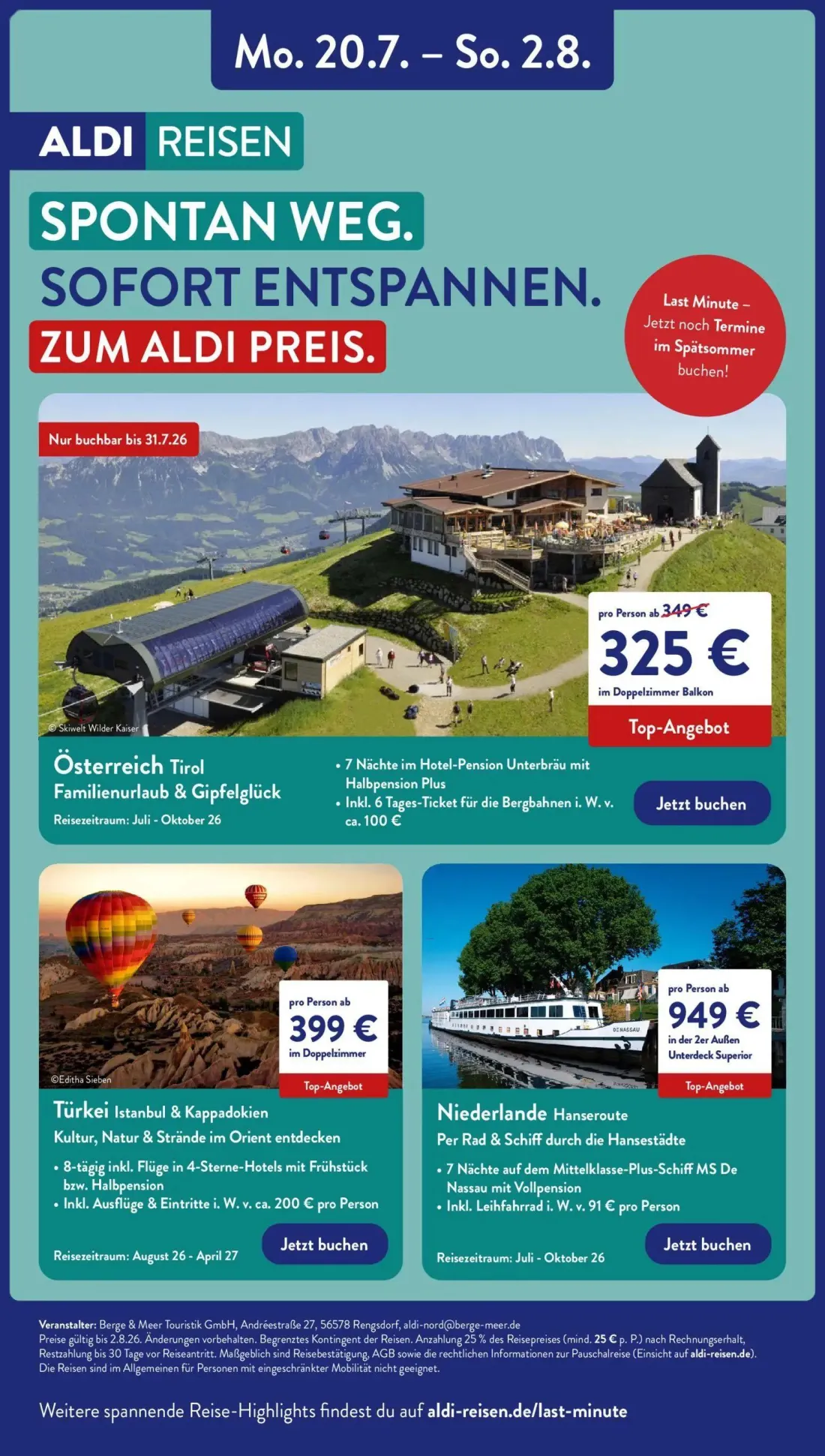 Aldi Nord Prospekt, Seite 45 von 47 — Österreich Tirol Familienurlaub & Gipfelglück, Türkei Istanbul & Kappadokien Kultur, N…