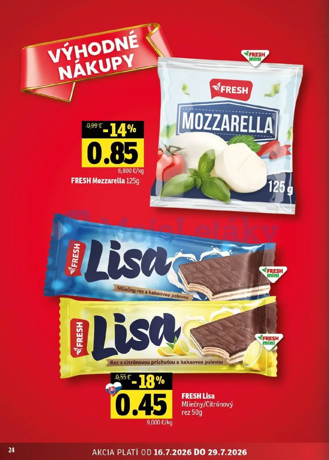 Fresh - západ leták, strana 24 z 50 — FRESH Mozzarella, FRESH Lisa Mliečny/Citrónový rez