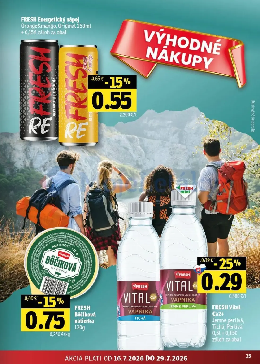 Fresh - západ leták, strana 25 z 50 — FRESH Bôčiková nátierka, FRESH Energetický nápoj Orange&mango, Original, FRESH Vital C…