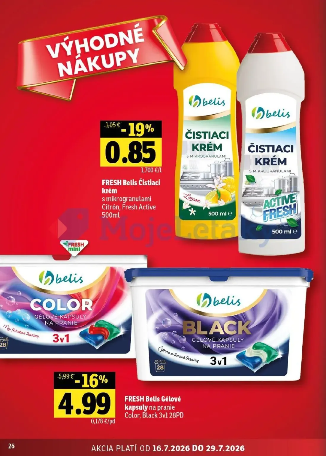 Fresh - západ leták, strana 26 z 50 — FRESH Belis Gélové kapsuly na pranie Color, Black 3v1 28PD, FRESH Belis Čistiaci krém …