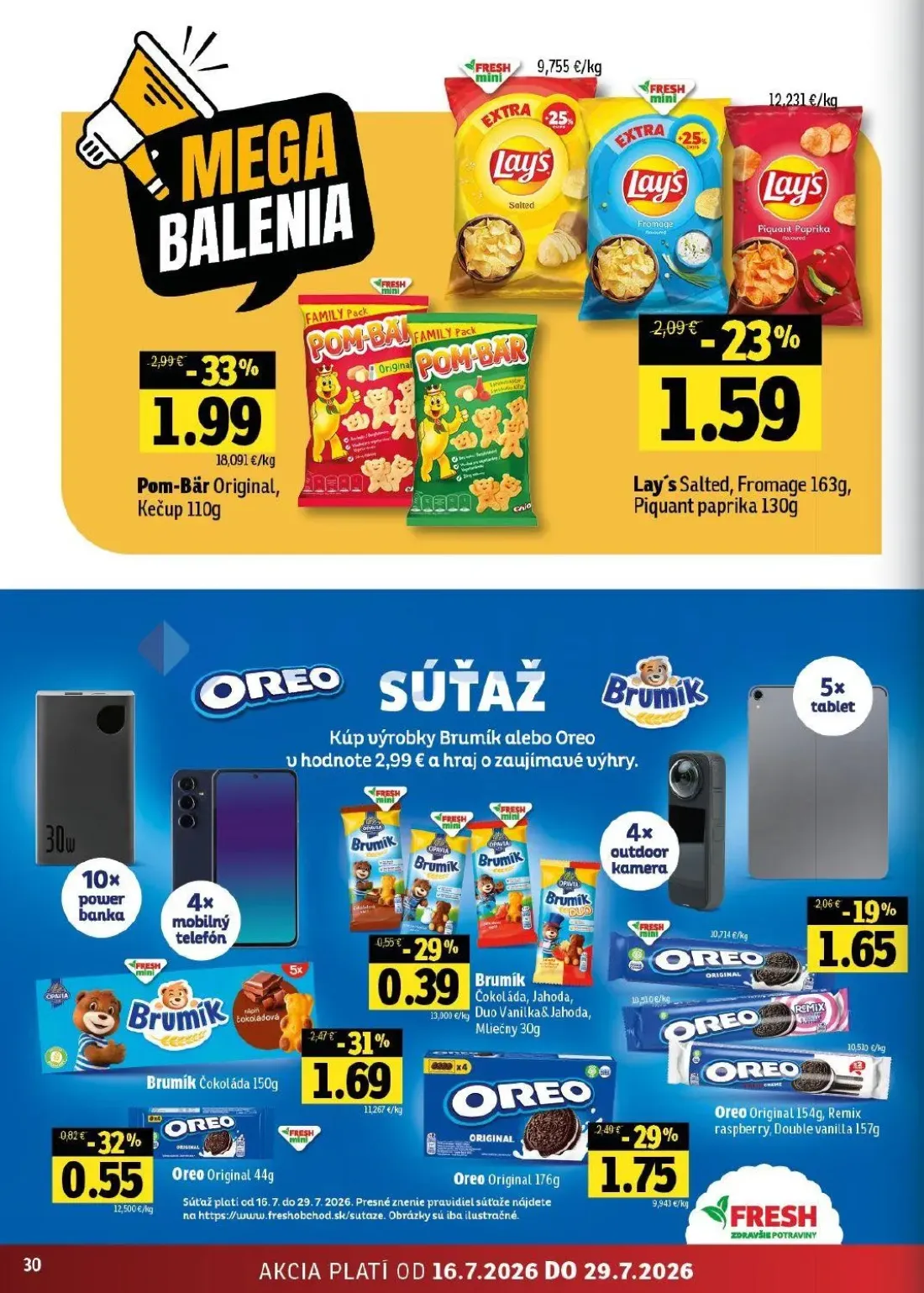 Fresh - západ leták, strana 30 z 50 — Pom-Bär Original, Kečup, Brumík Čokoláda, Oreo Original