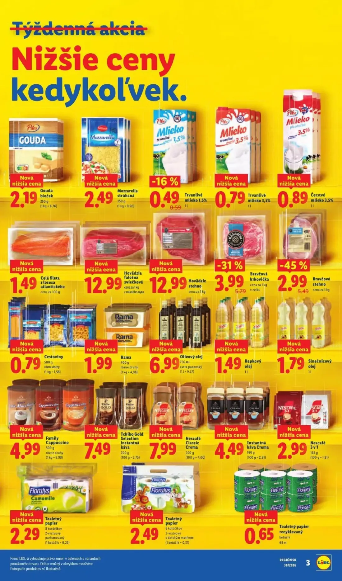 Lidl leták, strana 5 z 108 — Family Cappuccino rôzne druhy, Tchibo Gold Selection instantná káva, Nescafé Classic Crema