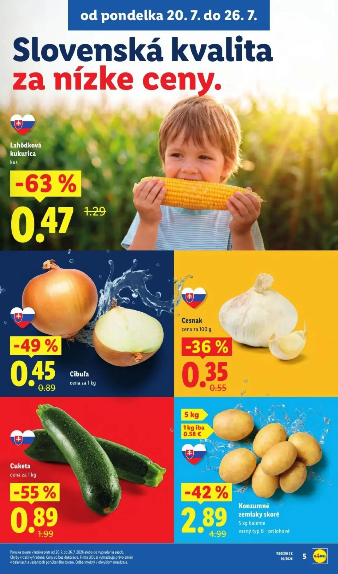 Lidl leták, strana 11 z 108 — Konzumné zemiaky skoré, Cuketa, Lahôdková kukurica