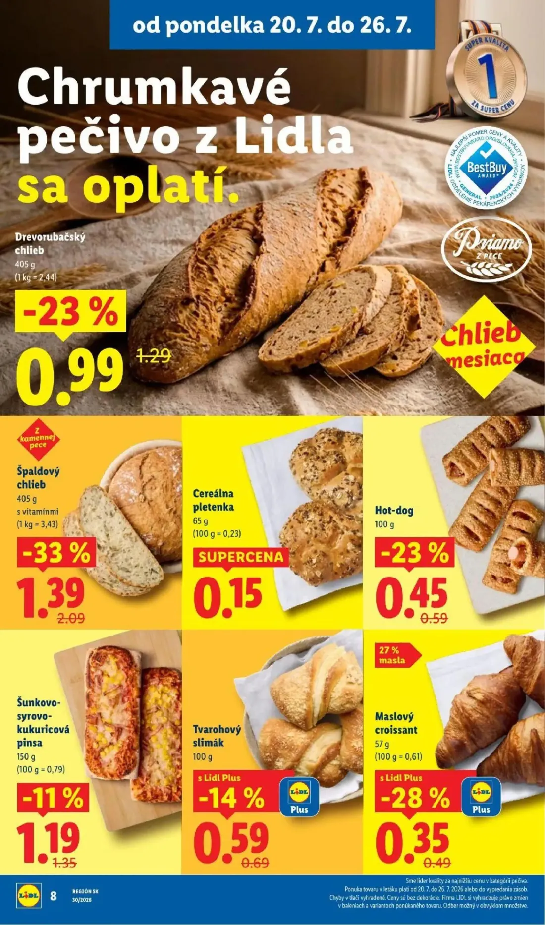 Lidl leták, strana 15 z 108 — Špaldový chlieb, Drevorubačský chlieb, Maslový croissant