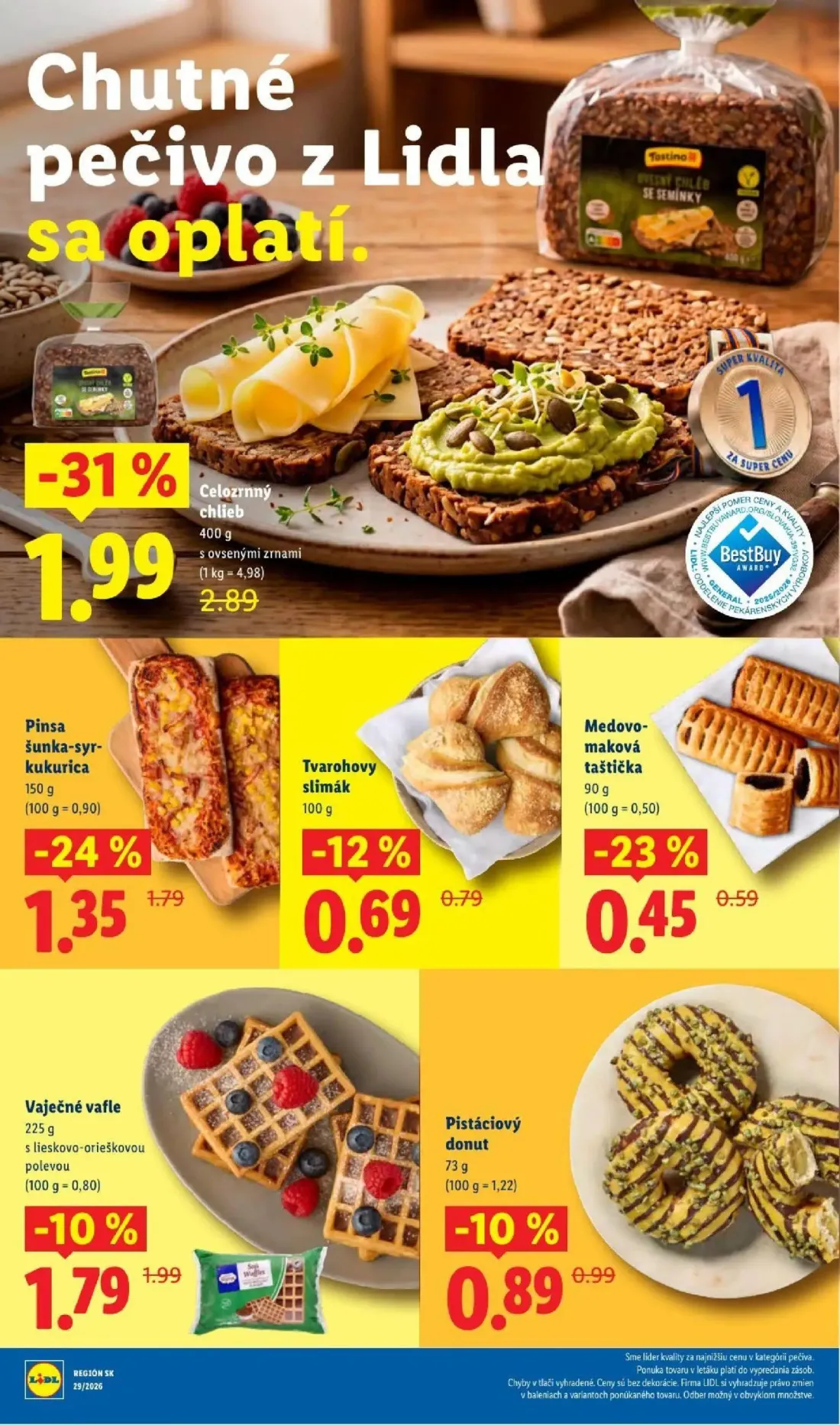 Lidl leták, strana 17 z 108 — Celozrnný chlieb, Vaječné vafle, Medovo-maková taštička