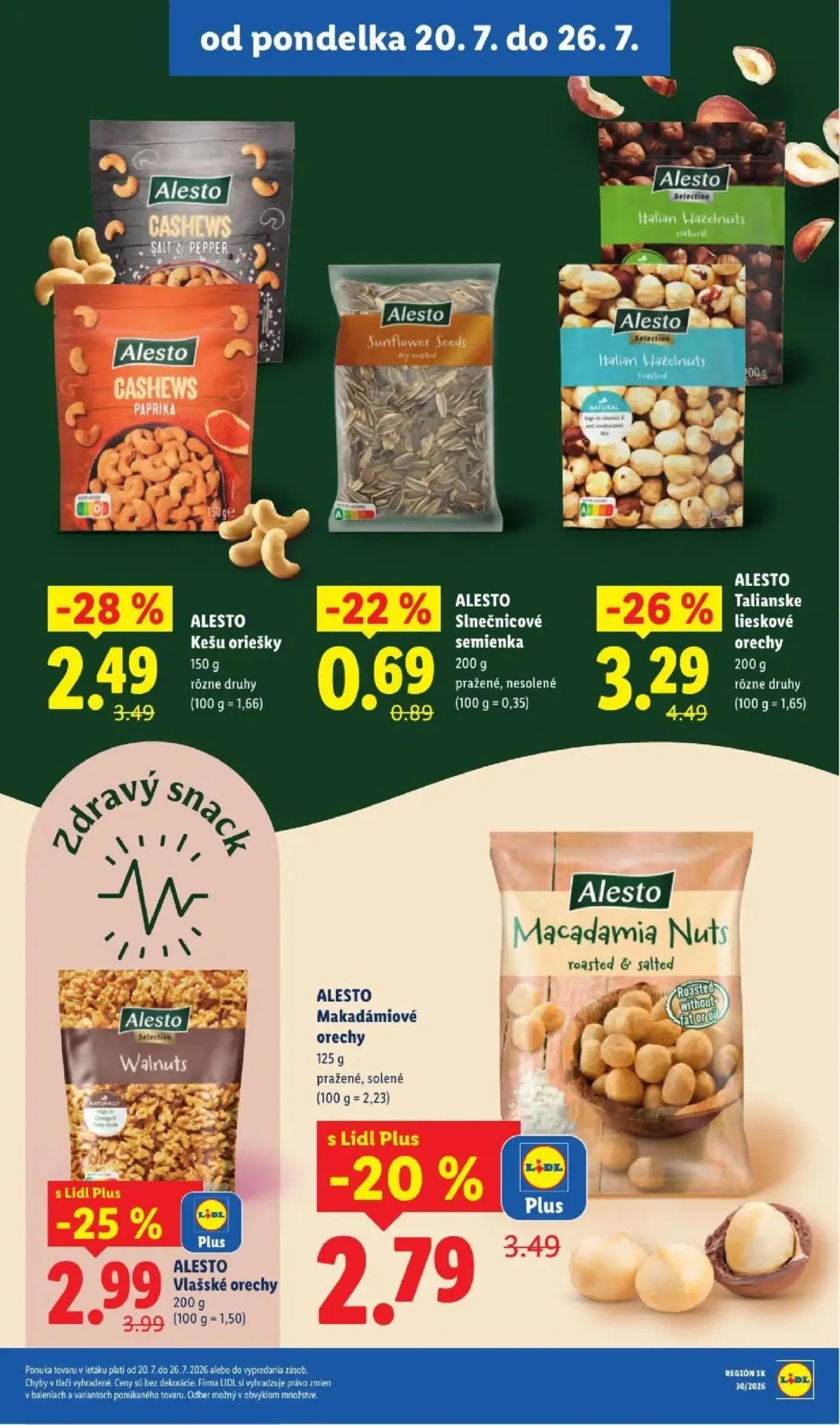 Lidl leták, strana 19 z 108 — Talianske lieskové orechy, Kešu oriešky, Vlašské orechy