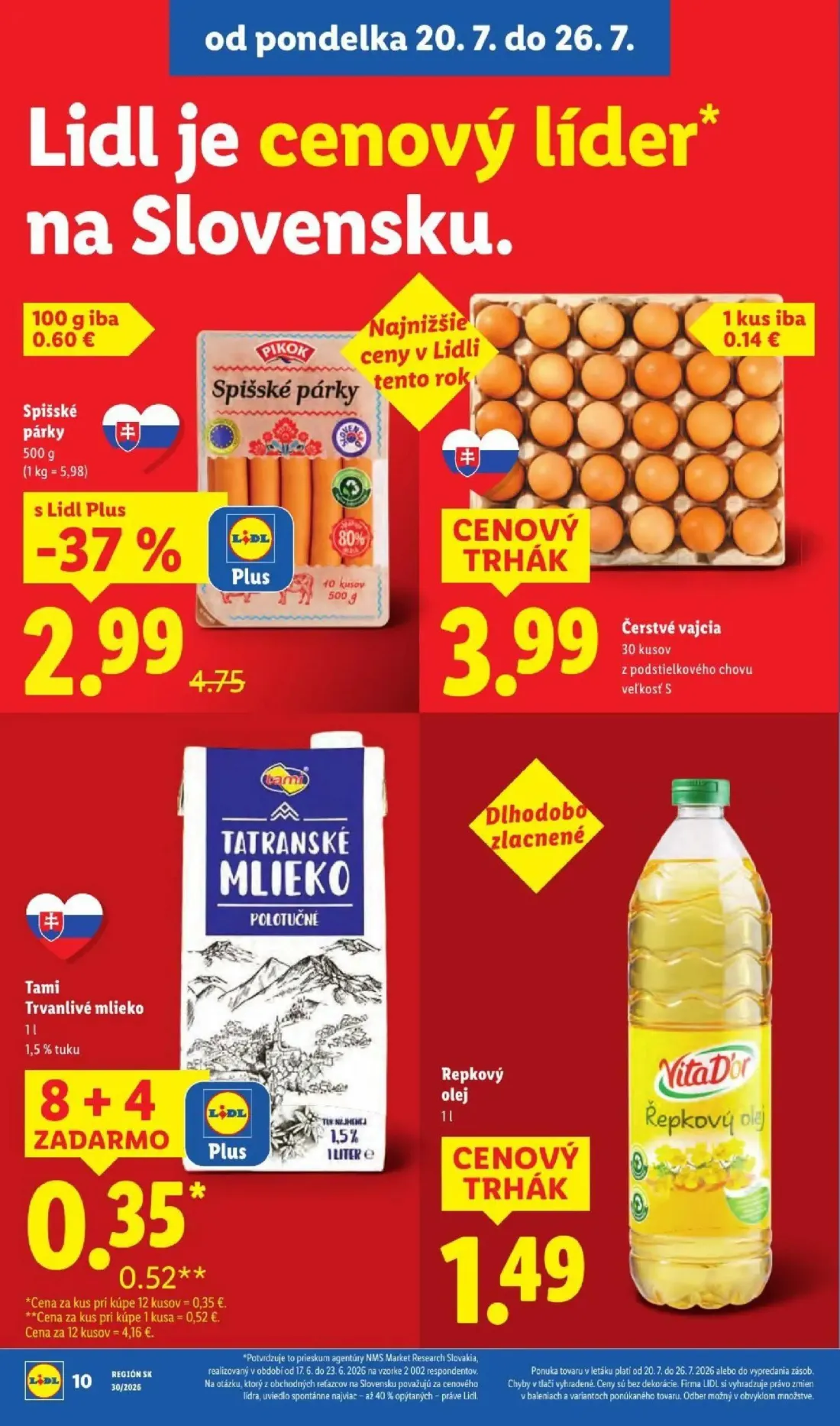 Lidl leták, strana 20 z 108 — Spišské párky, Tami Trvanlivé mlieko, Čerstvé vajcia